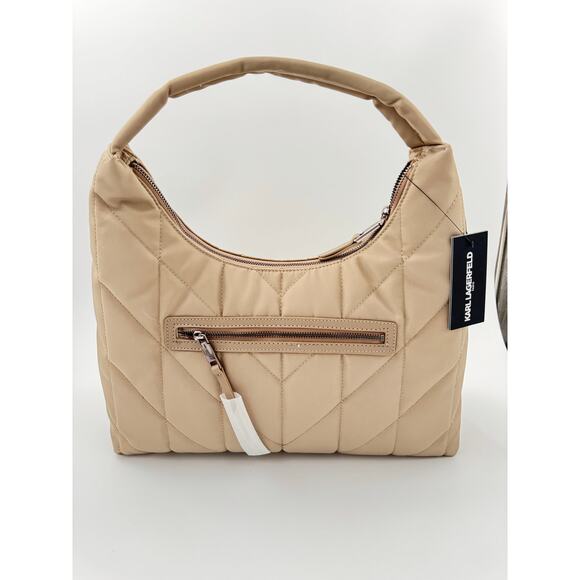 Karl Lagerfeld Paris Truffle Quilted Nylon Hobo Bag – New with Tags - Picture 2 of 5